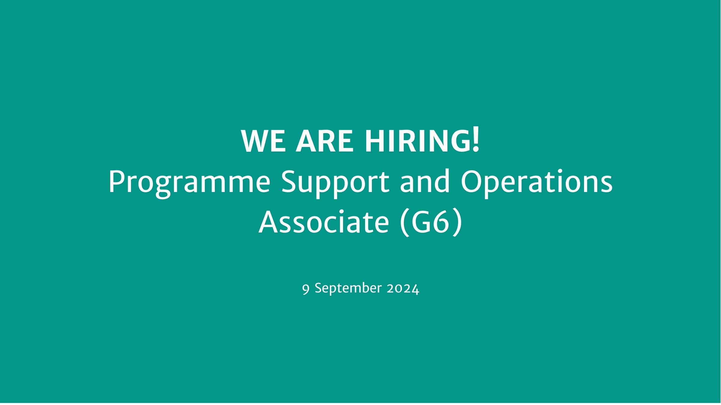 We are hiring! Programme Support and Operations Associate, Santiago network (G6) News Image